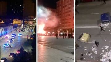 Impactante asedio a la Polic¨ªa en Gamonal que tiene que meterse en sus coches y huir