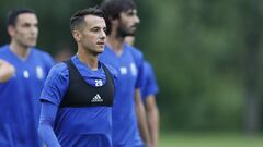 Sergio Tejera durante un entrenamiento con el Real Oviedo.