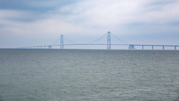A general view shows the Great Belt bridge over the Great Belt Strait near Korsor, Denmark, April 4, 2024. REUTERS/Tom Little