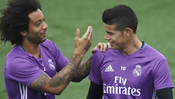 Marcelo con gripe y James con molestias se quedan en Madrid