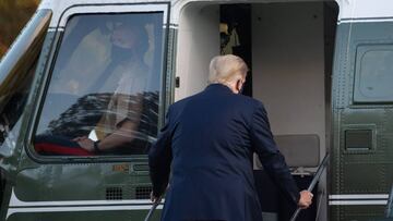 US President Donald Trump steps into Marine One prior to departure from the South Lawn of the White House as he heads to Walter Reed Military Medical Center.