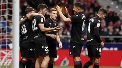 El Levante celebra el gol de Melero al Atl&eacute;tico.