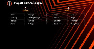 Los bombos del sorteo del playoff de la Europa League.