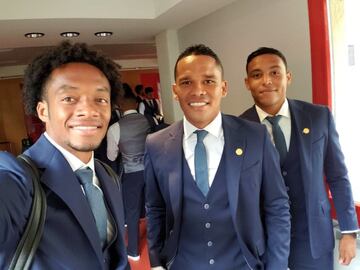 Carlos Bacca, Juan Cuadrado y Luis Muriel con la pinta para viajar a Kazán. Muriel disputará su primera Copa del Mundo.