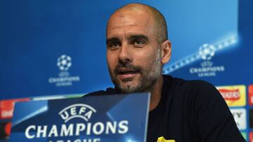 Pep Guardiola en rueda de prensa.