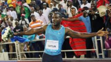 Justin Gatlin tras ganar en Doha