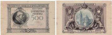 Prueba de billete de 500 pesetas de 1925.