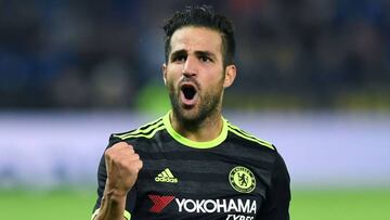 Cesc Fábregas, celebrando uno de los goles ante el Leicester City en la EFL Cup.