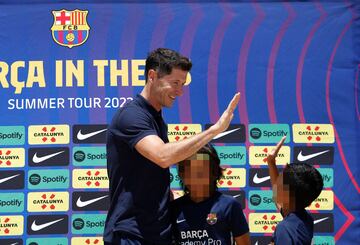 Presentación de Robert Lewandowski en Miami como nuevo jugador del FC Barcelona.