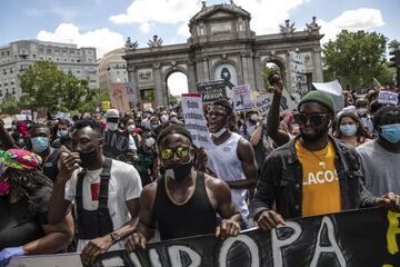 Manifestación en Madrid contra la segregación racial y en solidaridad por el asesinato de George Floyd bajo custodia policial en Minneapolis.