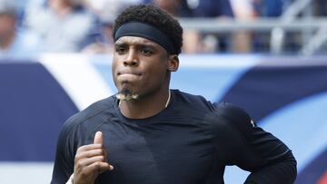 NASHVILLE, TN - AUGUST 19: Cam Newton #1 of the Carolina Panthers looks on before a preseason game against the Tennessee Titans at Nissan Stadium on August 19, 2017 in Nashville, Tennessee.   Joe Robbins/Getty Images/AFP
 == FOR NEWSPAPERS, INTERNET, TELCOS &amp; TELEVISION USE ONLY ==