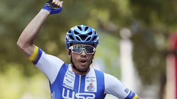 Daniel Mestre celebra su victoria en la tercera etapa de la Volta a Portugal