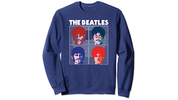 Sudadera de algodn de The Beatles en color azul marino con las caras de John Lennon, Paul McCartney, George Harrison y Ringo Starr