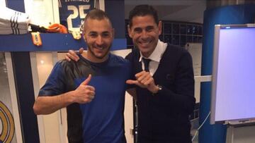 Benzema y Hierro celebran la marca