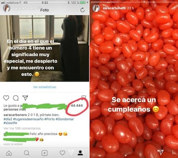 Las dos fotos en Instagram Stories de Carbonero por el cumple de Mart&iacute;n