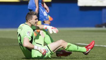 Vicente Guaita en el partido en que se lesion&oacute; ante el Villarreal.
  