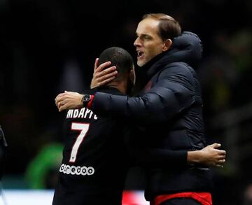 Tuchel with Kylian Mbappé.