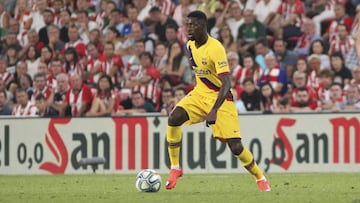 Soccer: La Liga - Athletic de Bilbao v Barcelona
 
 Dembele of Barcelona in action during La Liga Spanish championship, , football match between Athletic de Bilbao and Barcelona, August 16th, in Nuevo San Mames Stadium, Bilbao, Spain.
 
 
 16/08/2019 ONLY