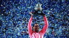 ACAPULCO, MEXICO - FEBRUARY 29: Rafael Nadal of Spain celebrates with the winner&#039;s trophy after winning the final singles match against Taylor Fritz of the United States during Day 6 of the ATP Mexican Open at Princess Mundo Imperial on February 29, 2020 in Acapulco, Mexico. (Photo by Hector Vivas/Getty Images)