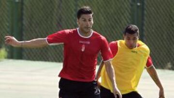 Riki con Murillo durante un entrenamiento.