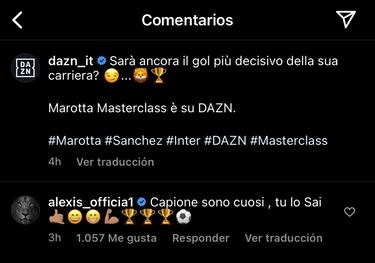 Director del Inter elige gol de Alexis como el más importante y el chileno le responde