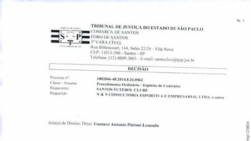 El documento de la justicia brasile&ntilde;a que rechaza el pedido del Santos de tener acceso al contrato de Neymar, publicado por el jugador en las redes sociales.