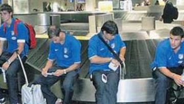 <b>DE VIAJE. </b>Ayer el Atlético hacía escala en Francfort para coger el enlace hacia tierras chinas.
