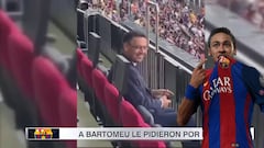 La reacción de Bartomeu en el palco cuando le piden a Neymar