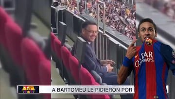 La reacción de Bartomeu en el palco cuando le piden a Neymar