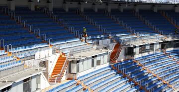 Así se encuentra el Santiago Bernabéu a dos días de su estreno. El club blanco jugará el 12 de septiembre frente al Celta de Vigo.