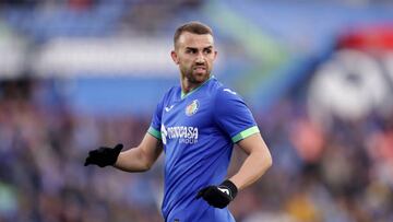 GETAFE, SPAIN - DECEMBER 30: Borja Mayoral of Getafe CF reacts during the LaLiga Santander match between Getafe CF and RCD Mallorca at Coliseum Alfonso Perez on December 30, 2022 in Getafe, Spain. (Photo by Gonzalo Arroyo Moreno/Getty Images)