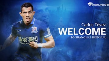 Carlos T&eacute;vez con el Shanghai Shenhua.