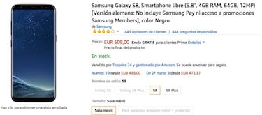 Ofertón: Samsung Galaxy S8 rebajado en más de 300 euros