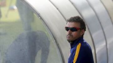 Luis Enrique, en el entrenamiento del Barça.