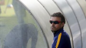 Luis Enrique, en el entrenamiento del Bar&ccedil;a.