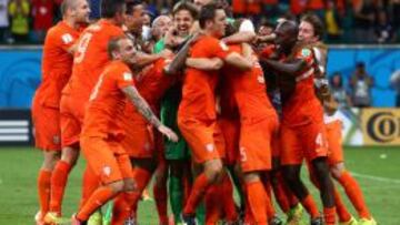 La alegría de Holanda tras clasificarse para la semifinal.