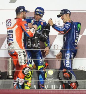  Dovizioso, Maverick Viñales y Valentino Rossi