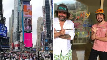 El anuncio de Alonso y Kimoa que se proyecta en Times Square.