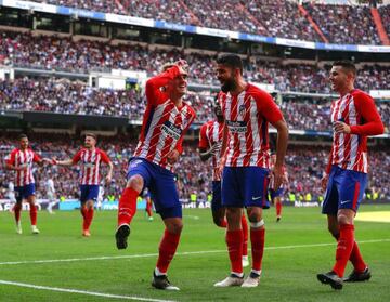 Dancing kid | Antoine Griezmann celebrates scoring the derby equaliser.