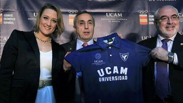 Miriea Belmonte, Alejandro Blanco (COE) y Jos&eacute; Luis Mendoza (UCAM).