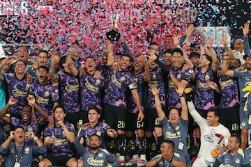 COLUMBUS, OHIO - SEPTEMBER 25: Club America celebrate after the Michelob Ultra Campeones Cup 2024 against the Columbus Crew at Lower.com Field on September 25, 2024 in Columbus, Ohio. Club America won 5:4 on penalty kick.   Jason Mowry/Getty Images/AFP (Photo by Jason Mowry / GETTY IMAGES NORTH AMERICA / Getty Images via AFP)