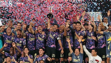 COLUMBUS, OHIO - SEPTEMBER 25: Club America celebrate after the Michelob Ultra Campeones Cup 2024 against the Columbus Crew at Lower.com Field on September 25, 2024 in Columbus, Ohio. Club America won 5:4 on penalty kick. Jason Mowry/Getty Images/AFP (Photo by Jason Mowry / GETTY IMAGES NORTH AMERICA / Getty Images via AFP)