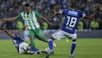 Jhon Duque, jugador de Millonarios ante Atl&eacute;tico Nacional