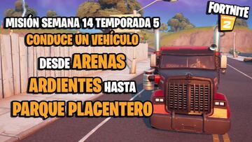 &iquest;C&oacute;mo conducir un veh&iacute;culo desde Arenas Ardientes hasta Parque Placentero en Fortnite?