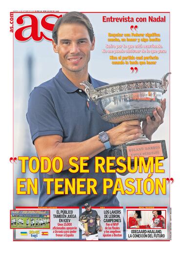 Rafa Nadal a través de las portadas de As