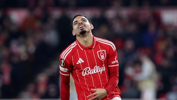 Soccer Football - UEFA Europa League - Nottingham Forest v Ferencvaros - The City Ground, Nottingham, Britain - January 29, 2026 Nottingham Forest's Morgan Gibbs-White reacts REUTERS/Chris Radburn