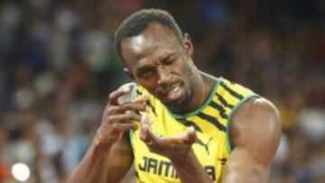Usain Bolt, tras comptir en las series de 200 metros. 