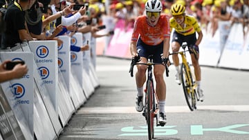 Demi Vollering supera a Niewiadoma en los últimos metros de Le Grand Bornand.