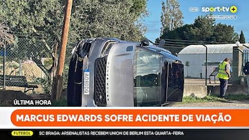 The former Tottenham star had a terrible car crash on the way to practice with Sporting. His Range Rover was left on its side, but Edwards is unharmed.