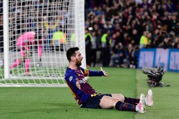 3-0. Leo Messi celebró el tercer gol.